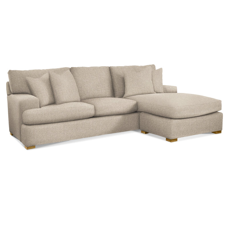 Cambria Upholstered Sectional Reversible, Honey Finish, Teal Chenille/Velvet Solid; 0913-53