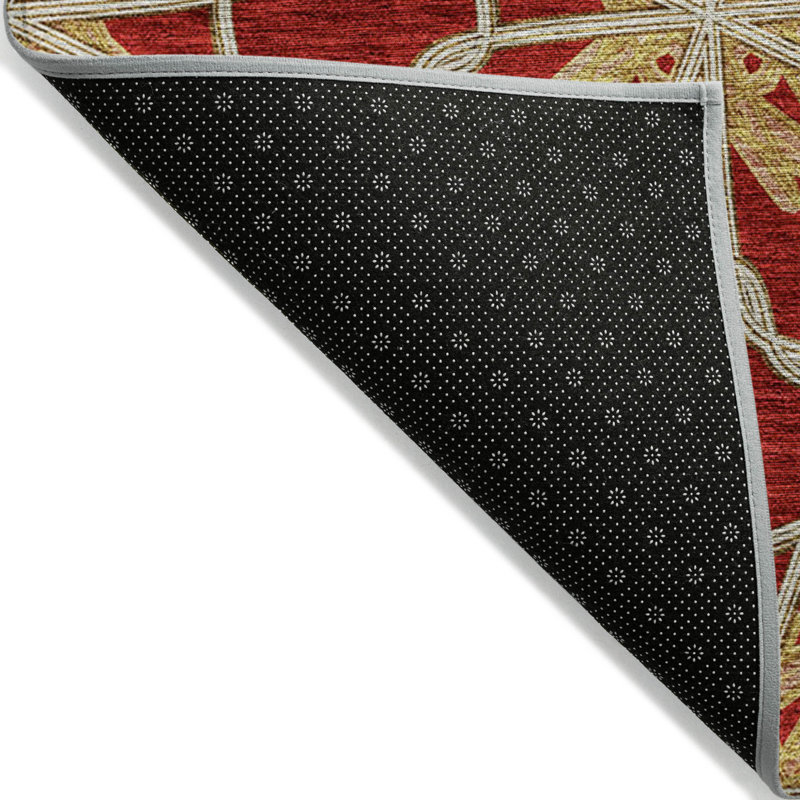 Tapis extérieur lavable à motif géométrique orange et doré 10 pi x 14 pi Arpin