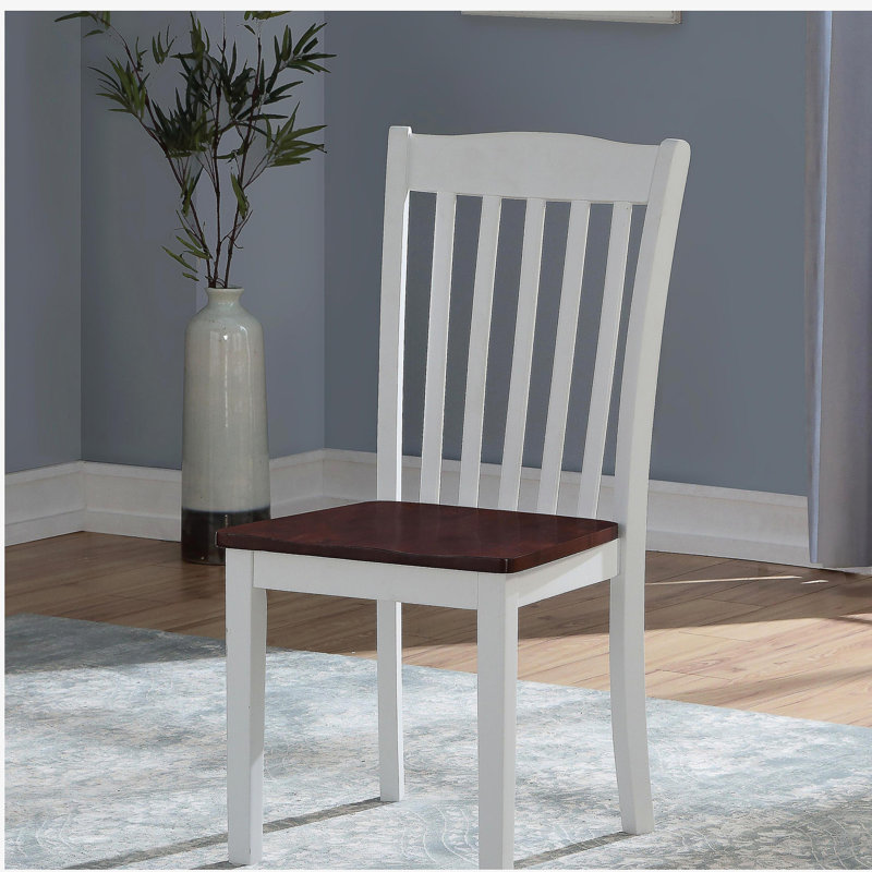 Chaises d'appoint en grain de bois blanc et noyer (ensemble de 2 pièces)