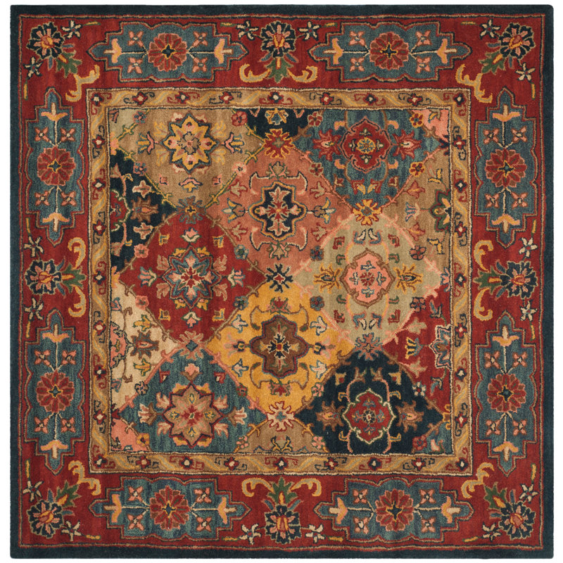 Tapis oriental en laine touffeté à la main Balthrop, Carré 10 pi