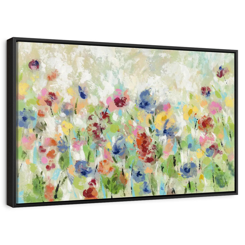 Springtime Meadow Flowers I, 19" X 13", Floating Frame Black