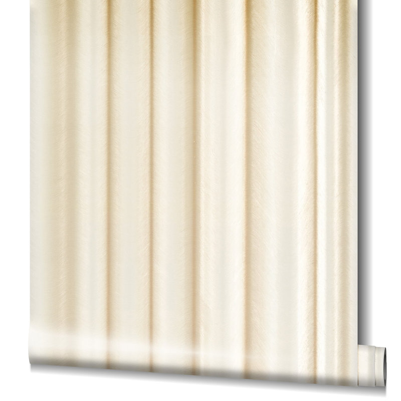 Minoris Textured Silk Wave Sheen Wallpaper Roll, Cream