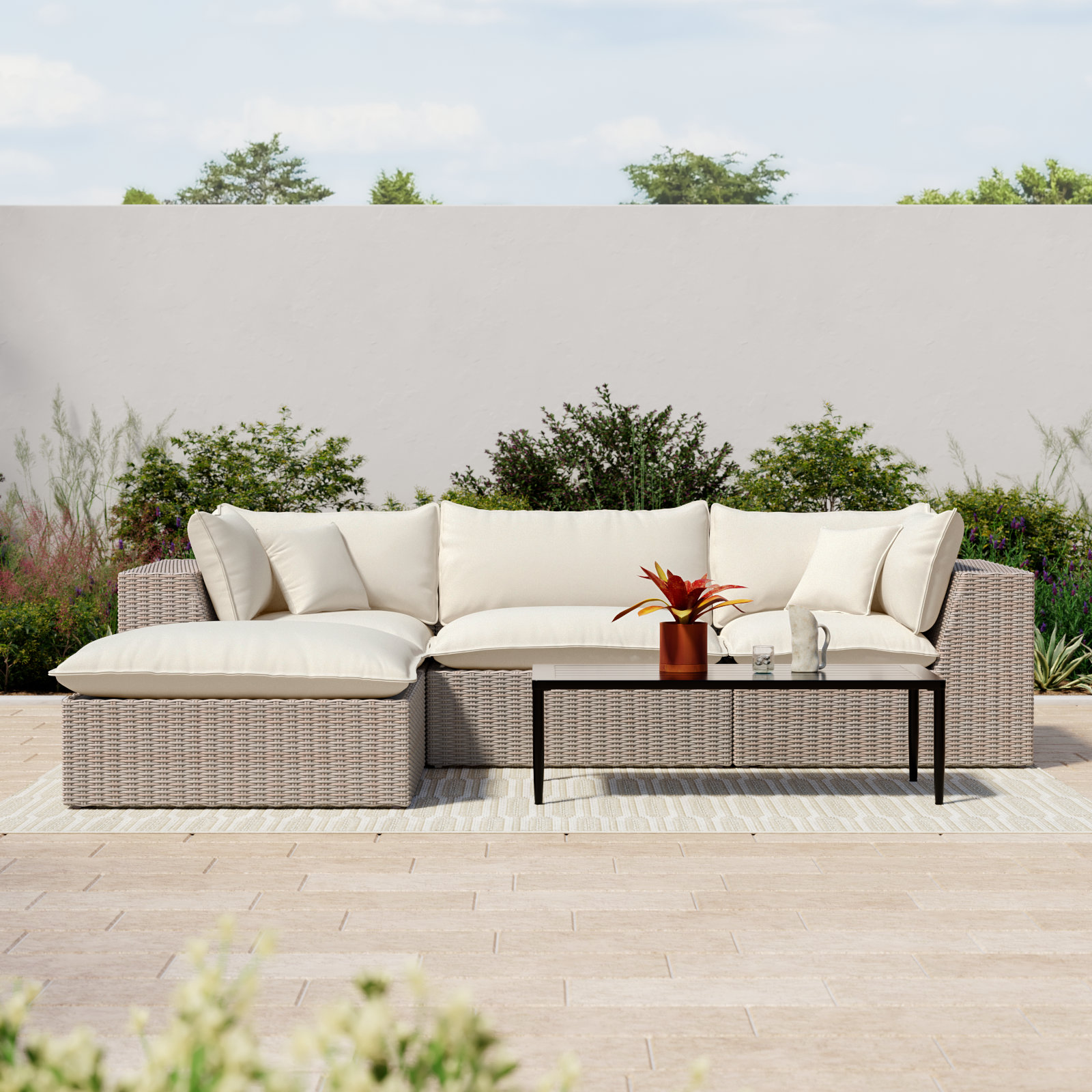 Davida 4 - Person Modular Patio Conversation Set with Cushions