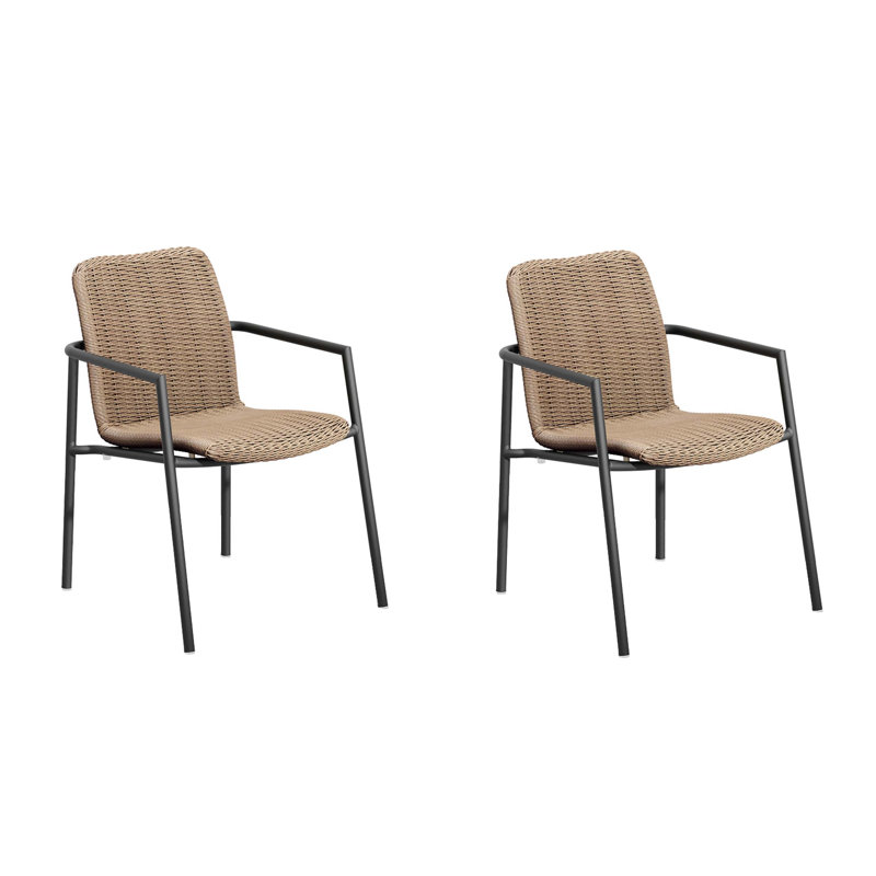 Stacking Metal Patio Dining Armchair, Sand, Carbon