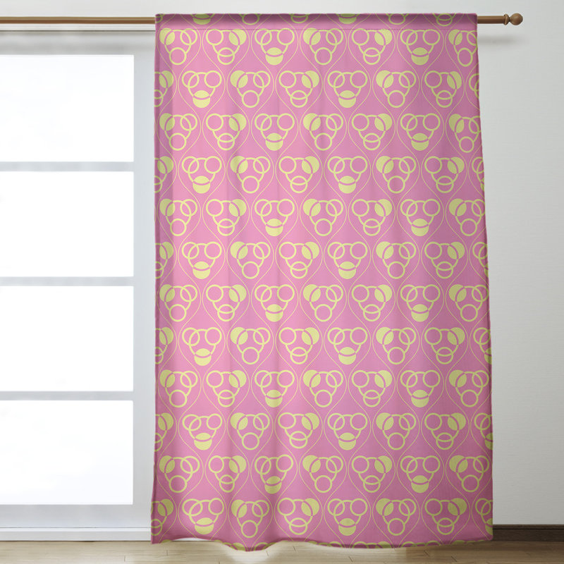 Panneau de rideau simple obscurcissant et isolant à motif géométrique avec passe-tringle classique, Rose/jaune