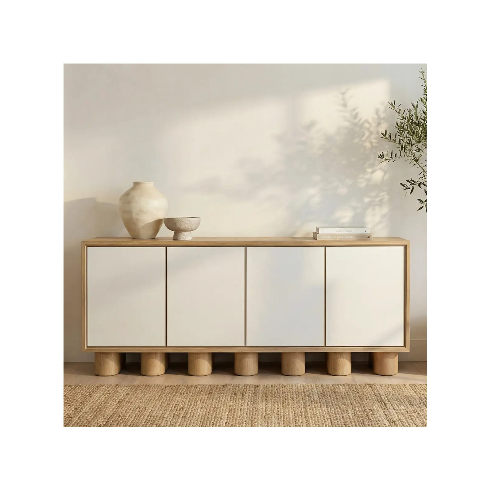 80'' Sideboard, Brown/White