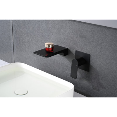 Modern Wall Mount Waterfall Bathtub Faucet - Matte Black, Strong Stainless Steel, Ceramic Valve For A Refreshing Bath Experience Single Handle Smooth Time