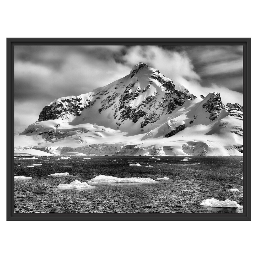 Gerahmtes Wandbild schneebedeckte Bergspitze