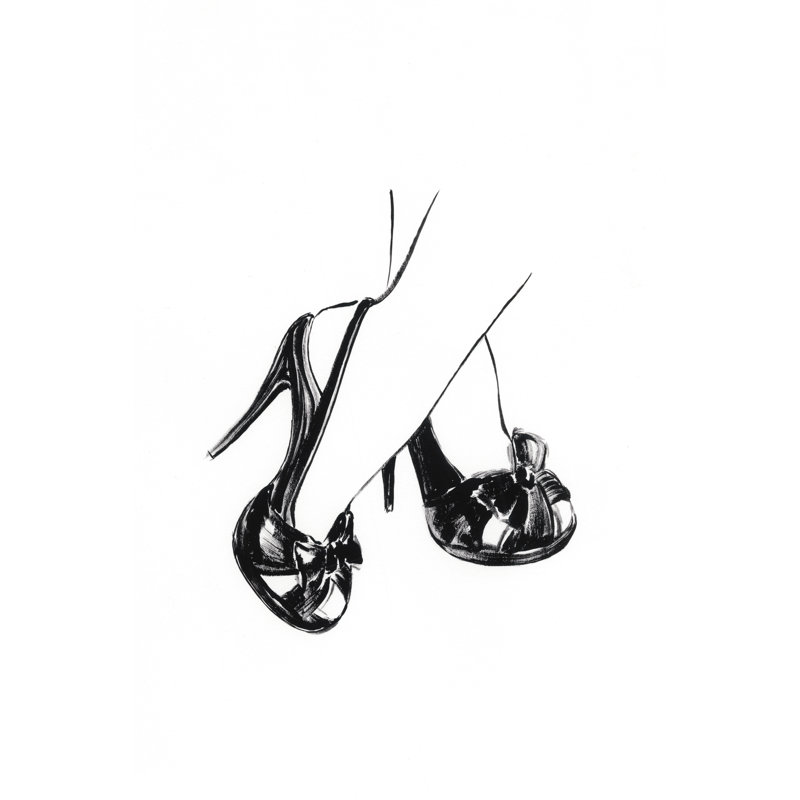 Black Heels II by Ethan Harper - Painting, 122 cm H x 81 cm W, Black Floater Framed