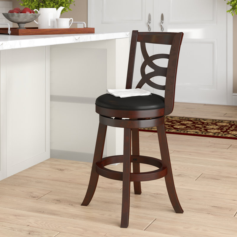 Hegg Swivel Upholstered Counter Stool with Solid Wood Frame, Walnut, Counter Stool (24" Seat Height)