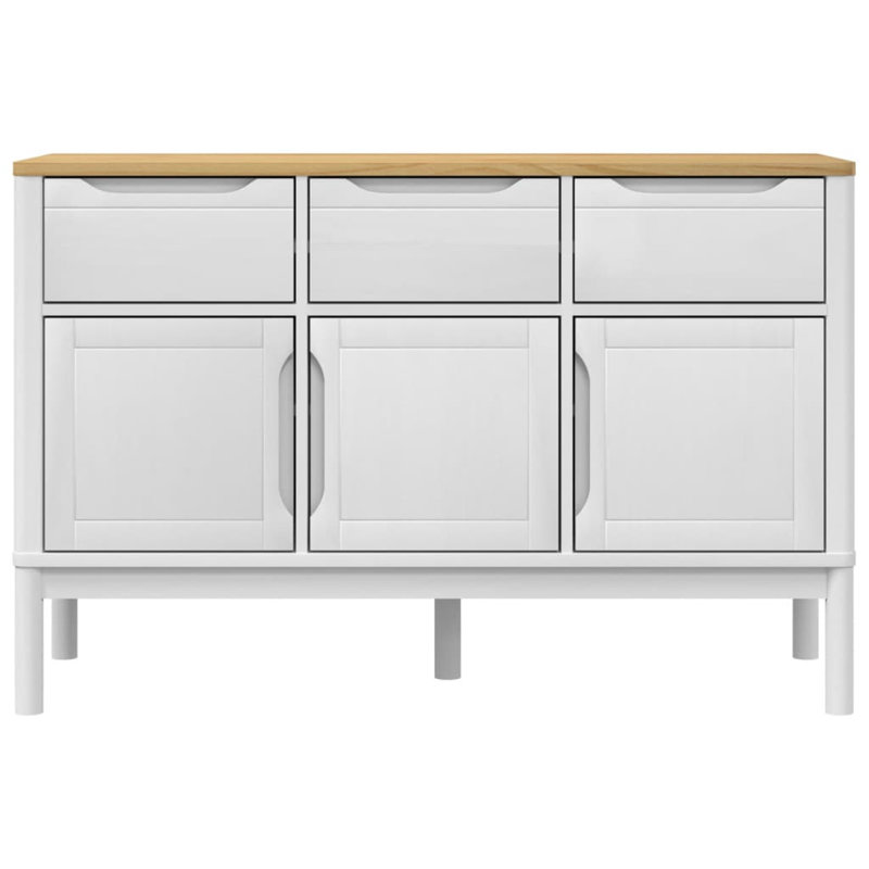Ebern Designs Sideboard FLORO 44.9"X16.9"X29.1" Solid Wood Pine, Brown/White