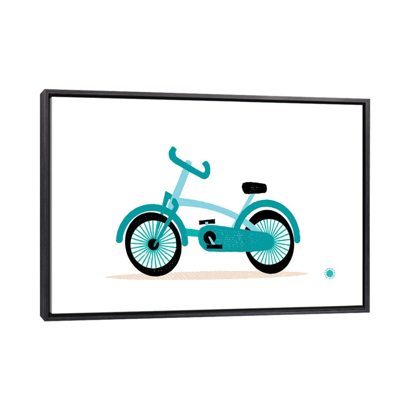 Vélo - imprimé, Toile avec cadre noir patiné, Pas de tapis, H 18 po x l 26 po x P 1,5 po