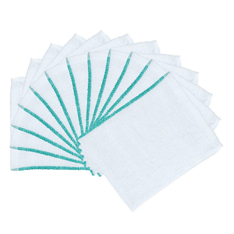 Jacquard Tea Towel Kitchen Towel, Green/White
