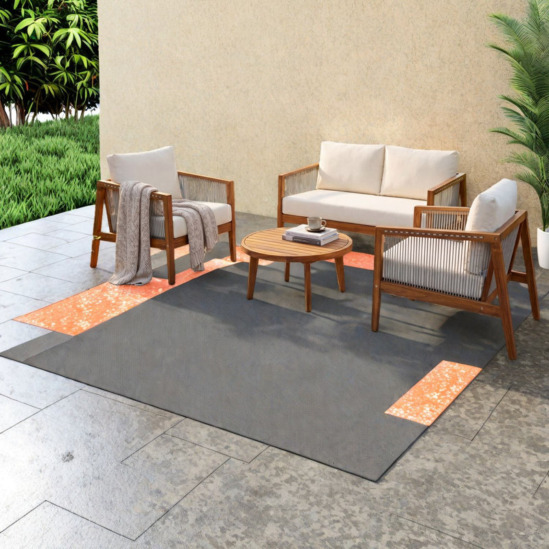 Ensemble de canapés de patio moderne, détail de corde en bois d'acacia, maison d'extérieur compacte