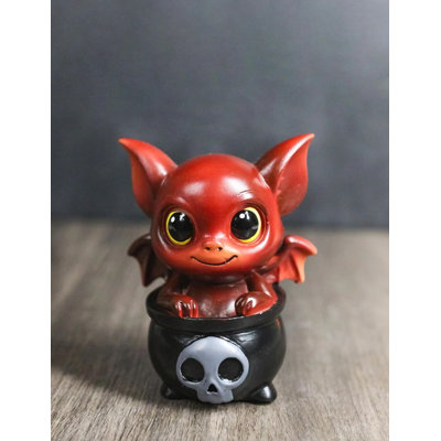 Red Scarlex Drake Potion Pals Small Baby Dragon Imp Sitting In Cauldron Figurine
