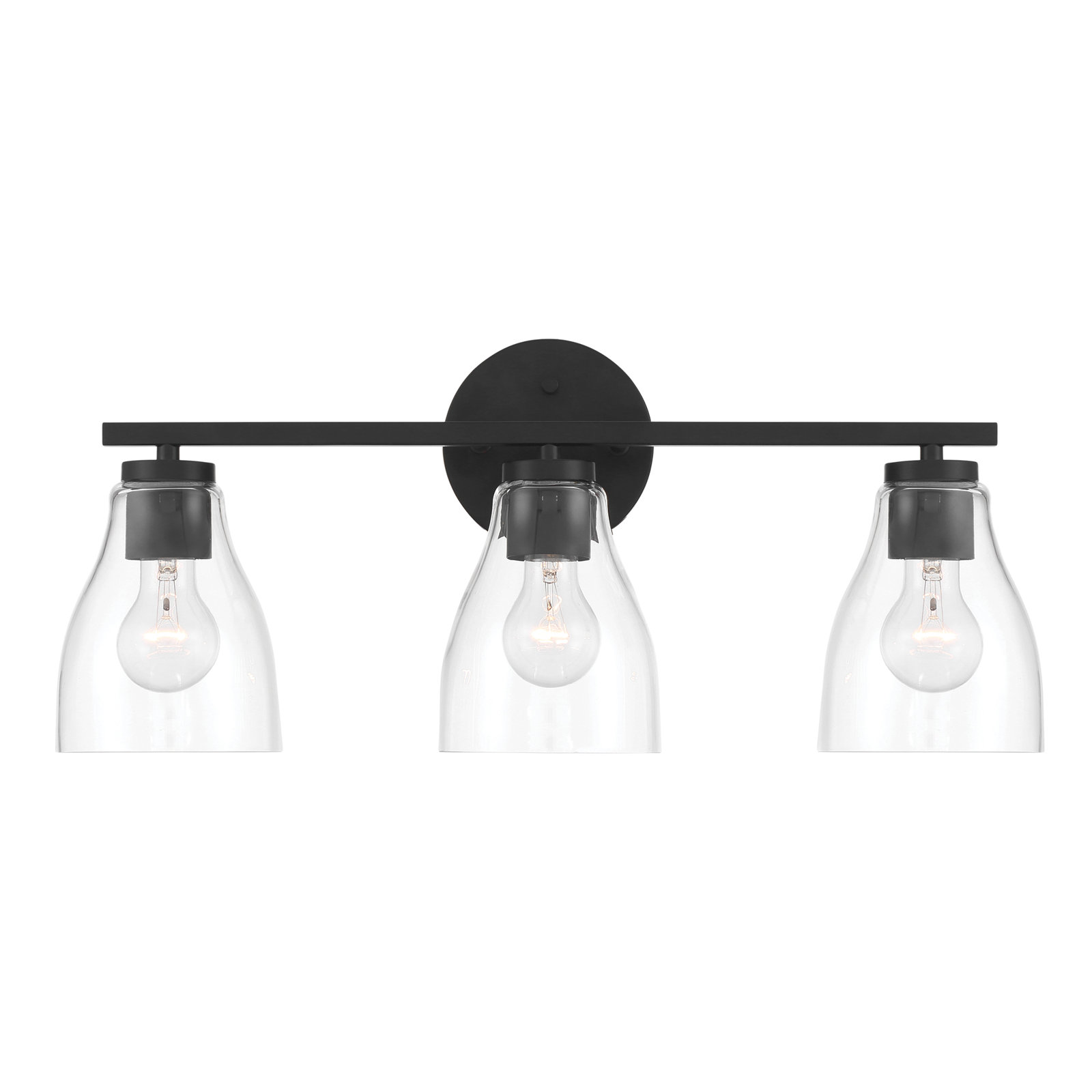 Dimmable Vanity Light, Matte Black, 3 Lights, 10" H x 22" W x 6.5" D