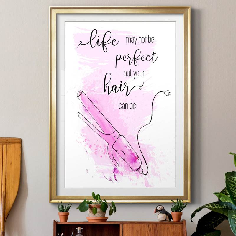 Perfect Hair - Reproduction d'art textuel sur papier encadré, H 30,5 po x l 42,5 po x P 1,5 po, Papier doré