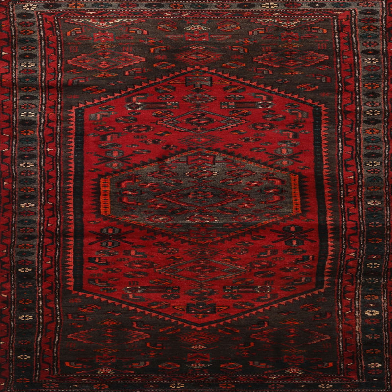 Tapis jaune clair/marron/noir, Carré 7 pi