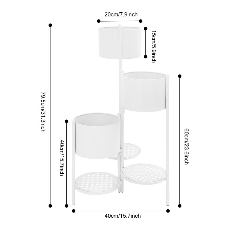 Corner Foldable Flower Pot Stand Ladder Plant Rack For The Courtyard Garden, Living Room, White