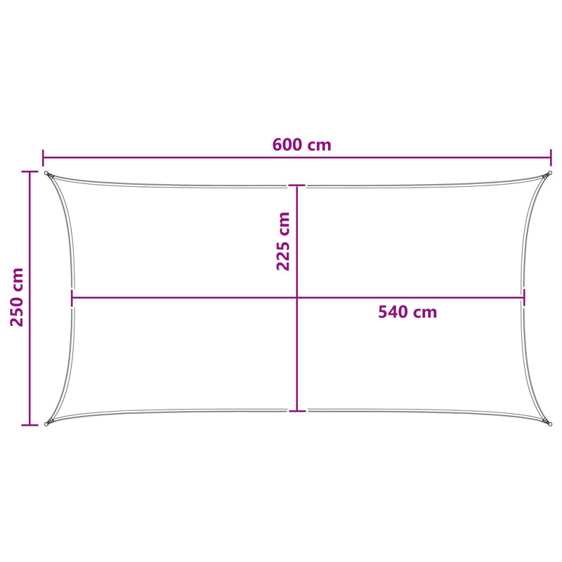 Vidaxl Sunshade Sail Canopy Screen Balcony Awning Canopy HDPE Rectangular, 2.5m W x 6m L, Beige