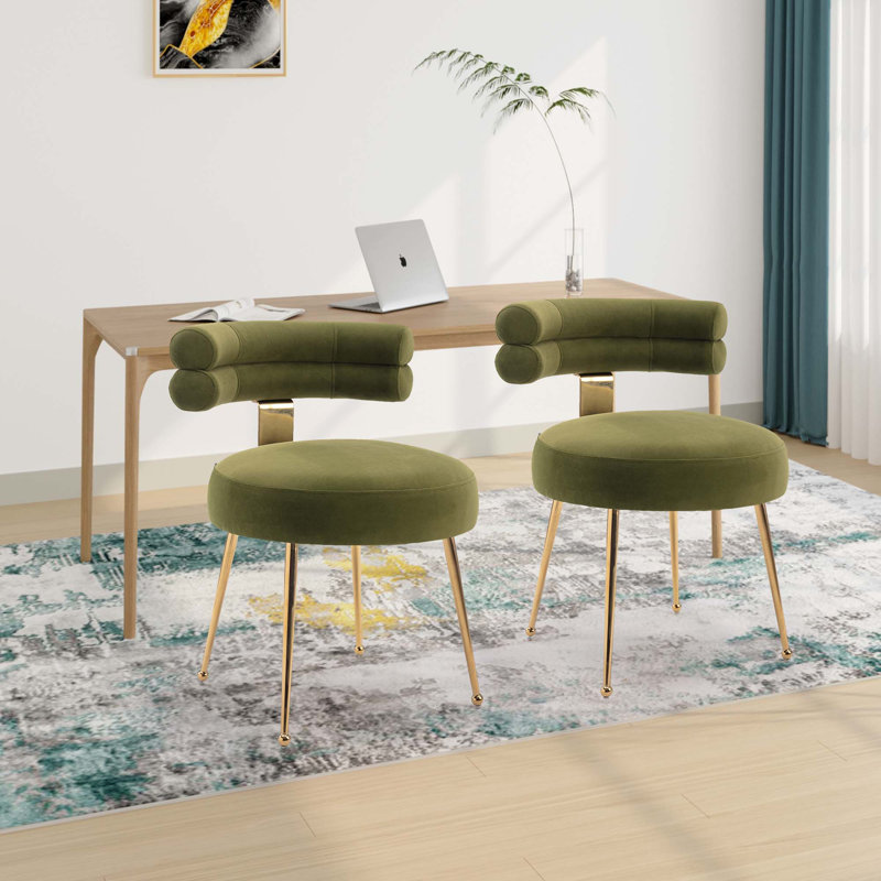 Chaise d'appoint en velours l 19,29 po Delainee, Olive, 2