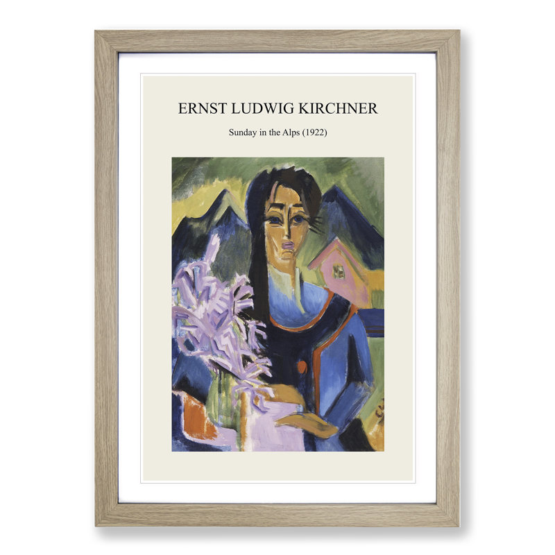 Sunday In The Alps by Ernst Ludwig Kirchner - Single Picture Frame Print, 48cm H x 36cm W x 2cm D, Oak Framed