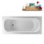 Baignoire encastrée Streamline NS7400CH 67 po en résine de pierre blanche mate avec receveur et bonde intégrée en chrome poli