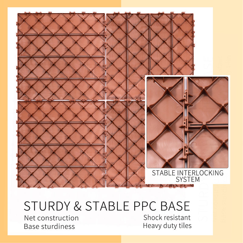 Carreaux de terrasse en plastique emboîtables, Acajou