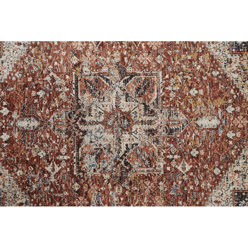 Roma Abstract Rust Area Rug, Rectangle 2'6" x 8'