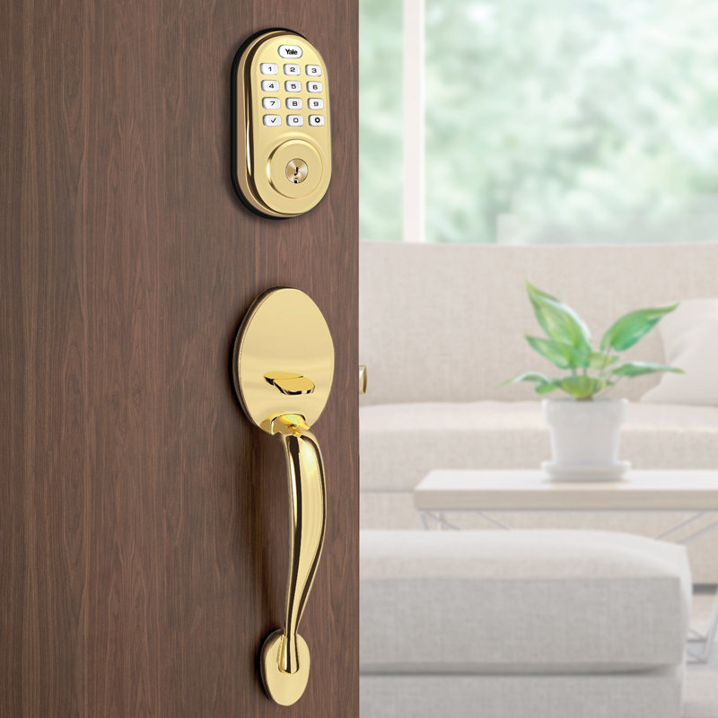 Assure Lock Push Button Deadbolt with ZigBee, Bright Brass