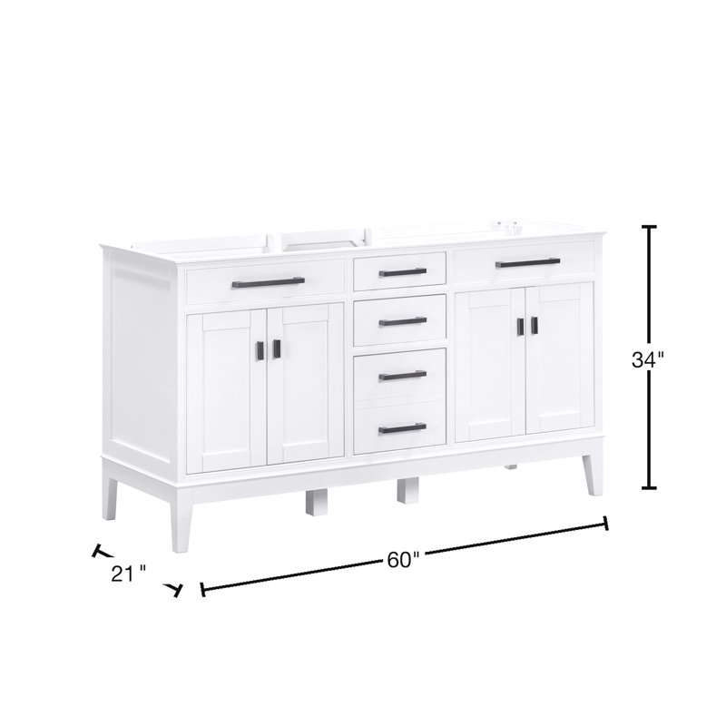 Madison 60'' W Double Bathroom Vanity Base, White