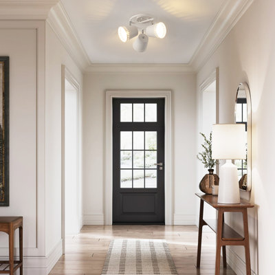 3-lamp matte white adjustable iron ceiling light