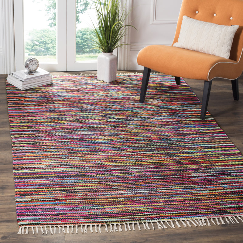 Tapis en coton tissé à la main Samaniego, Rectangle 6 pi x 9 pi
