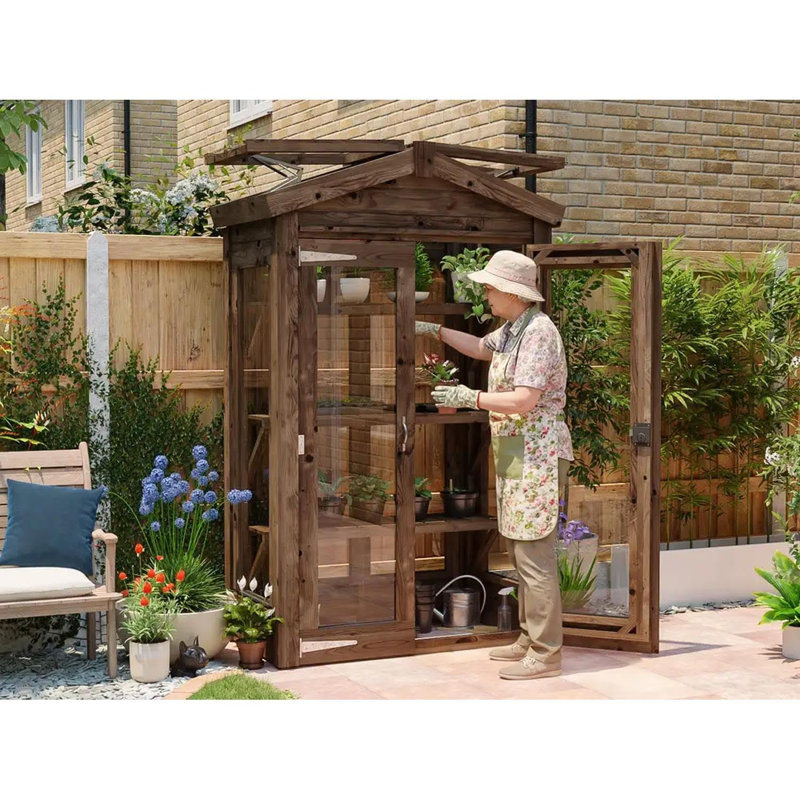 Dunster House Sprouthouse Miniature Wooden Greenhouse W1.2m x D0.6m / W4' x D2' with 4mm Glass and Automatic Vent Opener