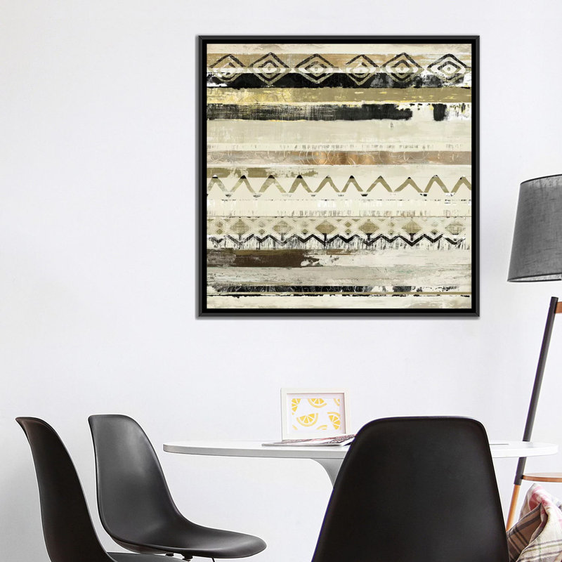«African Patchwork I», impression sur toile, H 18 po x l 18 po x P 1,5 po, Toile avec cadre noir, Pas de tapis