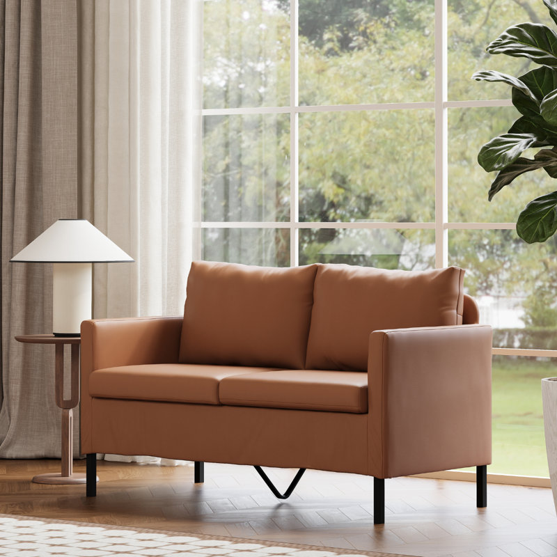 Causeuse moderne en similicuir de 51 po, Brun