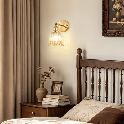 Lot de 2 appliques murales rechargeables avec abat-jour en verre à motif floral, lampe murale DEL sans fil avec télécommande, 12 couleurs RVB et intensité variable, lampe à piles pour chambre ou salon (ampoule incluse)