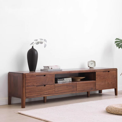 Walnut Wood TV Stand with Open Shelf