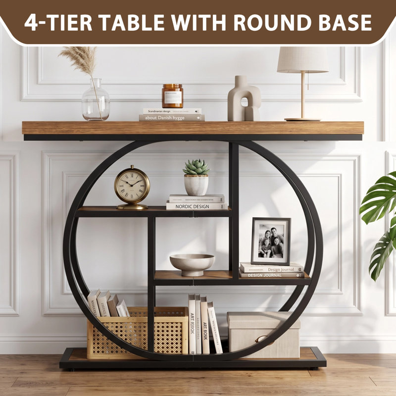 41.3"W 4-Tier Console Table, Brown/Black