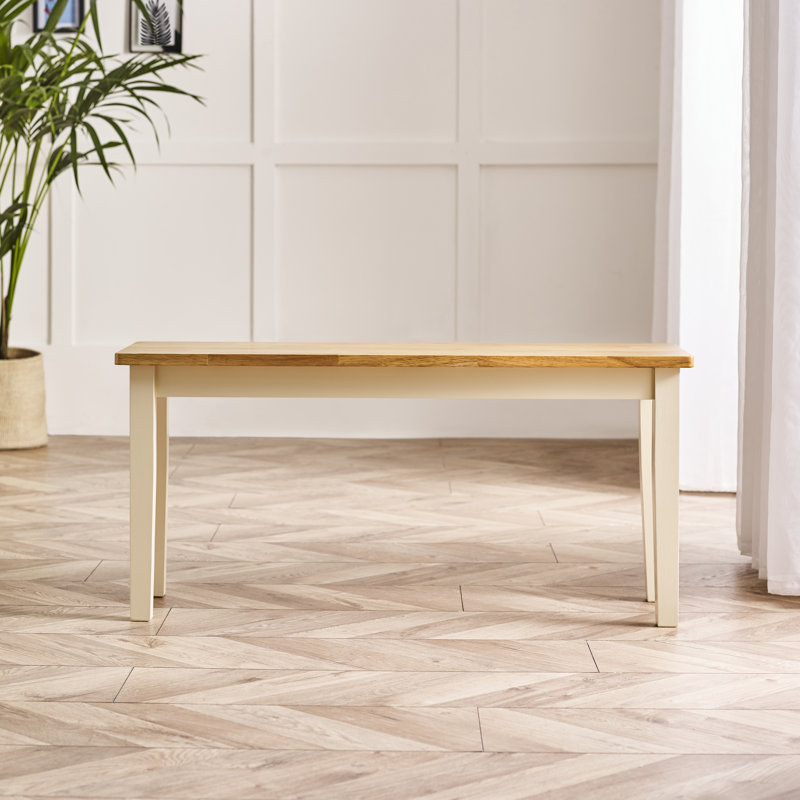 Alcazar Wood Bench, 45cm H x 95cm W x 30cm D, Oak/Cream