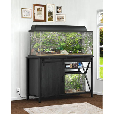 Support d'aquarium 40 gallons avec prise de courant en métal et porte coulissante