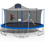 16ft Trampoline For Kids, Outdoor Trampoline With Safety Enclosure Net Basketball Hoop And Ladder, Trampoline For Adults