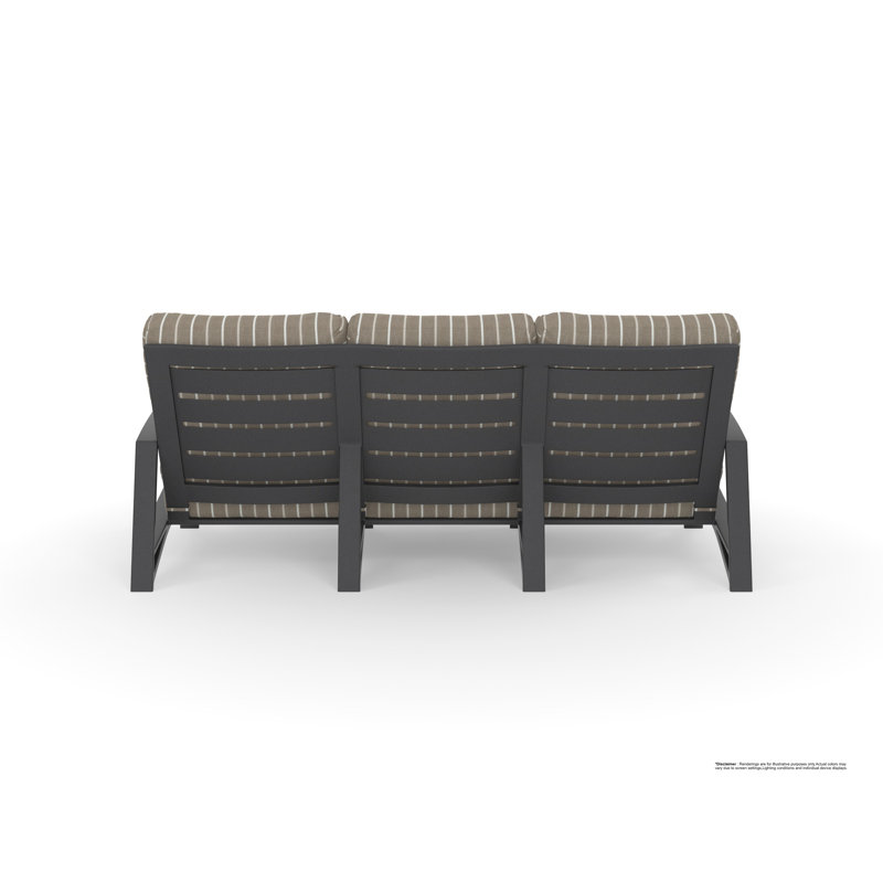 Arc Outdoor 3 - Seat Patio Sofa, Muscle Beach Grey, Carbon Black