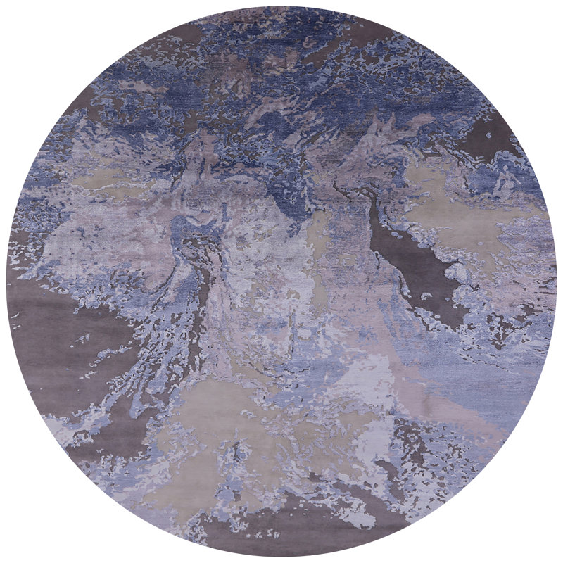 Tapis abstrait gris, Rond 5 pi