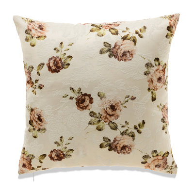 Muted Tone Textured Rose Pattern Pillow Cover