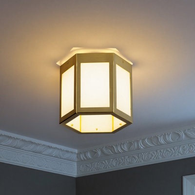 Plafonnier encastré moderne en marbre de jade blanc en laiton brossé 10 lumières 10 "pour couloir / entrée / escalier (40% sur un temps limité)