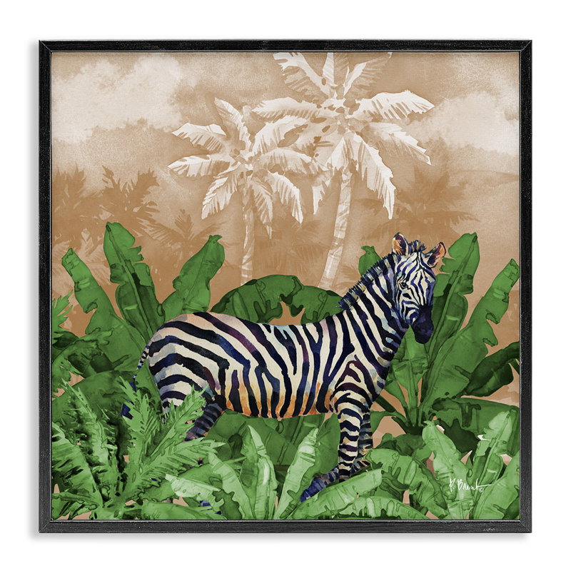 «Jungle Life Zebra Giclee Art» par Paul Brent, Giclée encadrée noir minuit, H 24 po x l 24 po