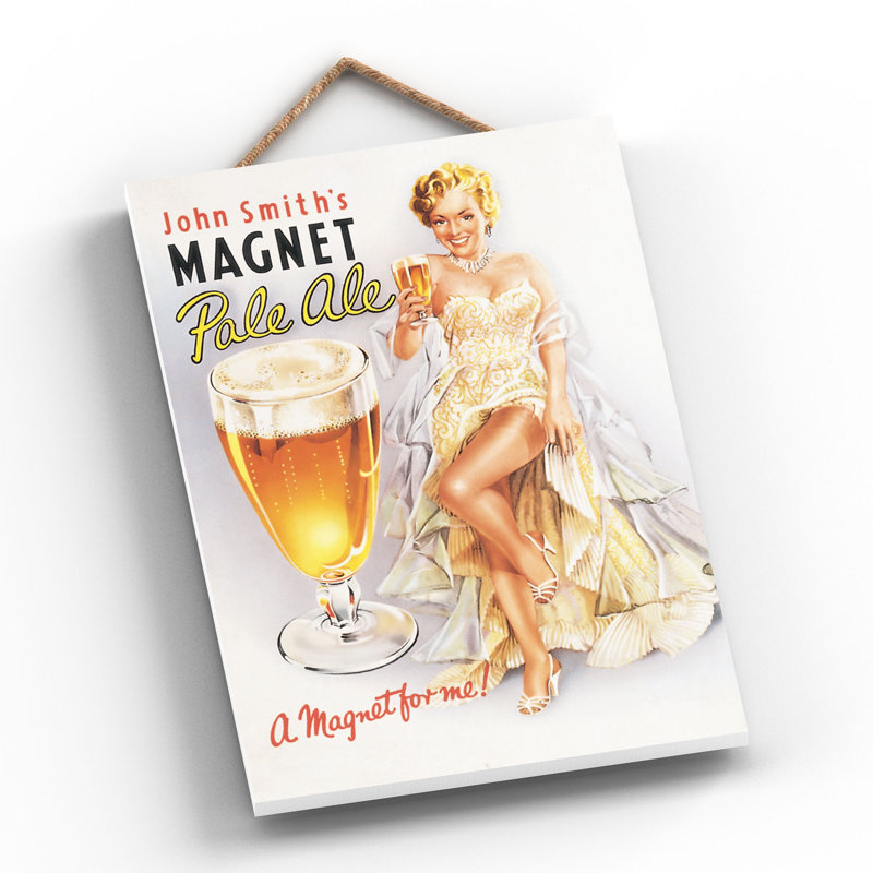 John Smiths Magnet Pale Ale Vintage Retro Poster Design On Wooden Plaque