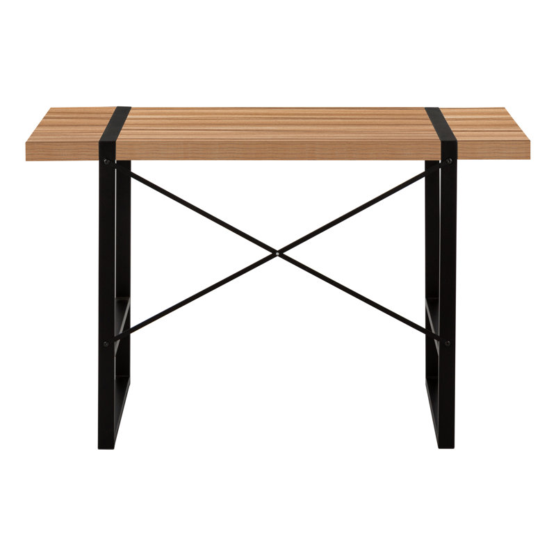 Bureau d'ordinateur, bureau personnel, ordinateur portable, L 48 po, travail, stratifié brun, métal noir, contemporain, moderne