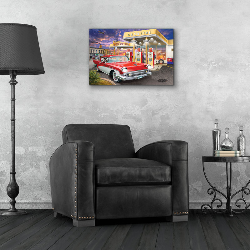 «Filler Up» par Bigelow, illustrations sur verre acrylique, H 16 po x l 24 po x P 0,2 po